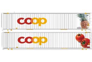 Aare Valley Models H0 45` Container-Set Coop, Ananas/Tomate, 2-tlg.