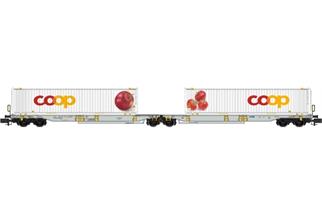 Aare Valley Models N Railcare/VTG Doppeltragwagen T2000, Coop - Apfel/Erdbeeren