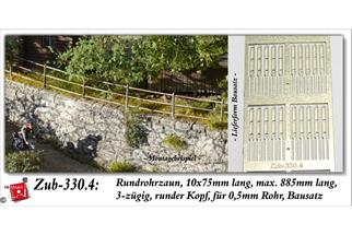 AB-Modell N Rundrohrzaun, 10 x 75 mm, 3-zügig, runder Kopf, Bausatz