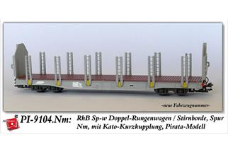 AB-Modell/Pirata Nm RhB Rungenwagen Sp-w, mit Doppelrungen und Stirnwänden