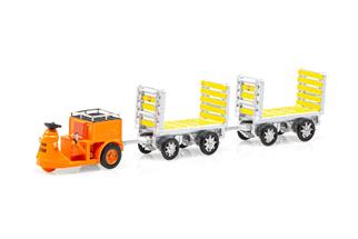 ACE H0 SBB NEFAG Schlepper 3-Rad mit 2 Trolleys SBB, orange