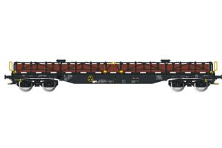 Albert Modell H0 On Rail Flachwagen Smnps, schwarz, mit Ladung, Ep. VI