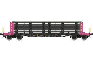 Albert Modell H0 On Rail Rungenwagen Smnps, schwarz/pink, mit Ladung, Ep. VI