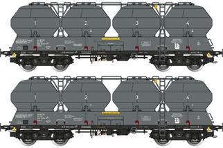 Albert Modell H0 PKP Zementsilowagen-Set Uacs-x, grau, Ep. IV, 2-tlg.