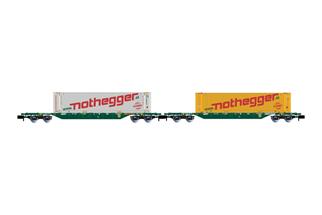 Arnold N CEMAT Containerwagen-Set, 45'-Container Nothegger, Ep. V-VI, 2-tlg. *werkseitig ausverkauft*
