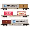 B-Models H0 AAE Containertragwagen-Set 1, Maersk/MSC/ONE/Huktra, Ep.VI, 3-tlg. (Lim. SoSe)