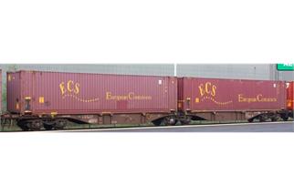 B-Models H0 SNCB Container-Doppeltragwagen, 2x45' Container ECS *komplett vorreserviert*