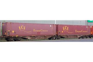 B-Models H0 SNCB Container-Doppeltragwagen, 2x45' Container ECS *werkseitig ausverkauft*