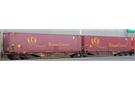 B-Models H0 SNCB Container-Doppeltragwagen, 2x45' Container ECS *werkseitig ausverkauft*