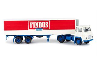 Brekina H0 Scania LB 76 Koffer-Sattelzug, Findus *werkseitig ausverkauft*