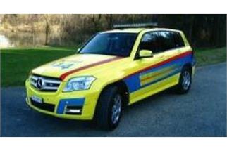 Busch H0 MB GLK Notarzt (Sonderserie Schweiz) *werkseitig ausverkauft*