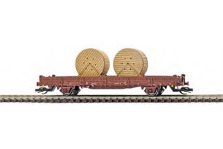 Busch TT DR Flachwagen mit Rungen Ks 3300, Holzkabeltrommel, Ep. IV