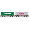 ESU H0 AAE Containertragwagen-Set Sgmmns, Evergreen/ONE, 2-tlg.