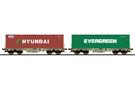 ESU H0 AAE Containertragwagen-Set Sgmmns, Hyundai/Evergreen, 2-tlg.
