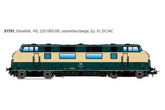 ESU H0 (AC/DC Sound) DB Diesellok 220 060-8, ozeanblau/beige, Ep. IV