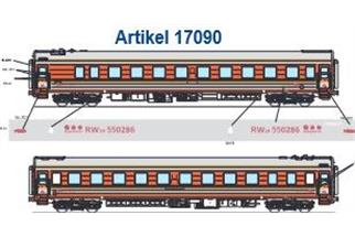 Heris H0 CR Reisezugwagen-Set, neue Farben