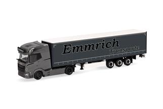 Herpa H0 DAF XG+ Gardinenplanen-Sattelzug, Emmrich Transporte