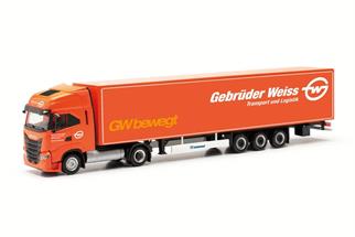 Herpa H0 Iveco S-Way LNG Koffer-Sattelzug, Gebrüder Weiss *werkseitig ausverkauft*