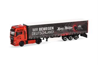 Herpa H0 MAN TGX GX Gardinenplanen-Sattelzug, Hans Möller / Wir bewegen Deutschland