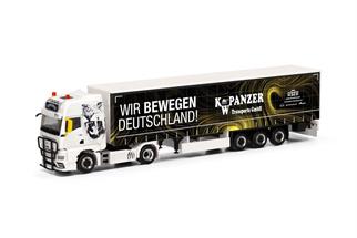 Herpa H0 MAN TGX GX Gardinenplanen-Sattelzug, K.W. Panzer / Wir bewegen Deutschland