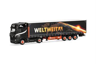 Herpa H0 MB Actros L '18 Gigaspace Gardinenplanen-Sattelzug, Ferntrans Haas
