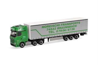 Herpa H0 MB Actros L Gigaspace Gardinenplanen-Sattelzug, Horeischi Transporte