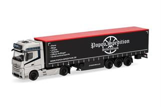 Herpa H0 MB Actros L Gigaspace Gardinenplanen-Sattelzug, Popov Spedition