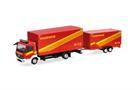 Herpa H0 MB Atego '13 Planen-LKW mit Planen-Anhänger, Feuerwehr GW Logistik