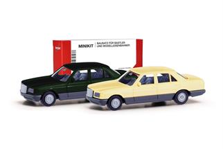 Herpa H0 MiniKit: MB S-Klasse W126, tiefgrün/elfenbein (Inhalt: 2 Stk.)