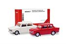 Herpa H0 MiniKit: Trabant 601 Limousine, weiss und verkehrsrot (Inhalt: je 1 Stk.)