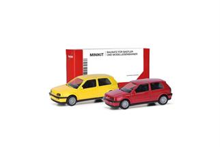 Herpa H0 MiniKit: VW Golf III, flashrot/schwefelgelb (Inhalt: je 1 Stk.)