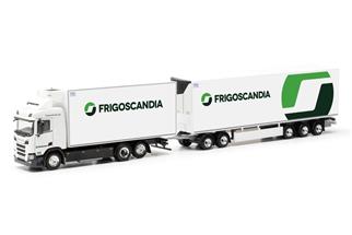 Herpa H0 Scania CR20 ND Kühlkoffer-Schwedencombi, Frigoscandia *werkseitig ausverkauft*