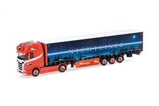 Herpa H0 Scania CS20 HD 15m Gardinenplanen-Sattelzug, Ferntrans Haas *werkseitig ausverkauft*