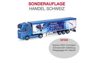 Herpa H0 Scania CS20 HD Schubboden-Sattelzug, Rüegsegger / Air Glacier (Sonderserie CH) *werkseitig ausverkauft*