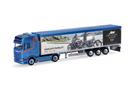 Herpa H0 Scania CS20 HD Schubboden-Sattelzug, Rüegsegger / Harley Davidson (SoSe CH) *werkseitig ausverkauft*