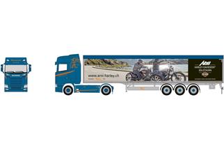 Herpa H0 Scania CS20 HD Schubboden-Sattelzug, Rüegsegger / Harley Davidson (SoSe CH)