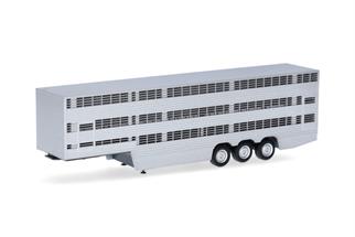 Herpa H0 Viehtransporterauflieger 3achs, silber lackiert/Chassis schwarz