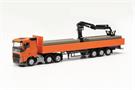 Herpa H0 Volvo FH FD 2020 Pritschen-Sattelzug mit Ladekran 3a/3a, orange