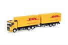 Herpa H0 Volvo FH FD 2020 Wechselkofertandem-Hängerzug, DHL