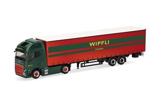 Herpa H0 Volvo FH GL XL 2020 Electric Gardinenplanen-Sattelzug, Wipfli *werkseitig ausverkauft*