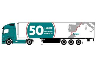 Herpa H0 Volvo FH Gl. XL Kühlkoffer-Sattelzug, Dreier - 50 Jahre Marokko (Sonderserie CH) *werkseitig ausverkauft*