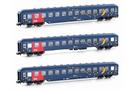 Hobbytrain N DSB Liegewagen-Set Bcm/Bcm/Bcm, Ep. V, 3-tlg.