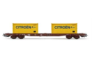 Jouef H0 SNCF Containertragwagen S70, 2x20'-Container Citroen, Ep. IV