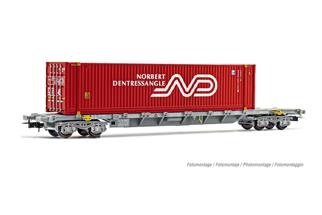 Jouef H0 SNCF Containertragwagen Sgss, 45'-Container Norbert Dentressangle, Ep. VI