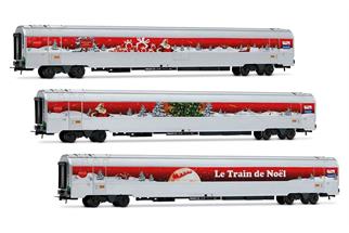 Jouef H0 SNCF Weihnachts-Wagenset, Train de Noël 2010, Ep. VI, 3-tlg. *werkseitig ausverkauft*