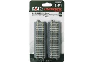 Kato H0 Unitrack S123PC Gleis gerade 123 mm, Betonschwellen (Inhalt: 4 Stk.)