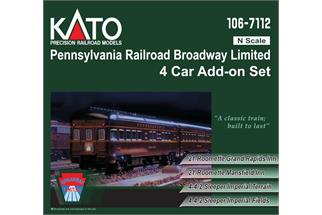 Kato N PRR Personenwagen-Ergänzungsset Broadway Limited, 4-tlg.
