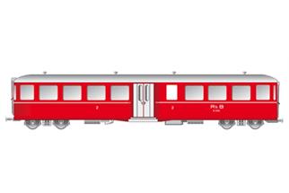 KISS IIm RhB Mitteleinstiegswagen A 1251, rot mit RhB-Initialen, verkürzt