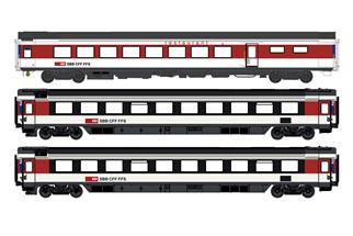 LS Models H0 (AC) SBB Reisezug-Wagenset 2 EC 8/9 Hamburg - Zürich, Ep. VI, 3-tlg.