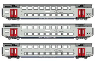 LS Models H0 (AC) SNCB Doppelstockwagen-Set M6 B/B/B, Ep. VI, 3-tlg.